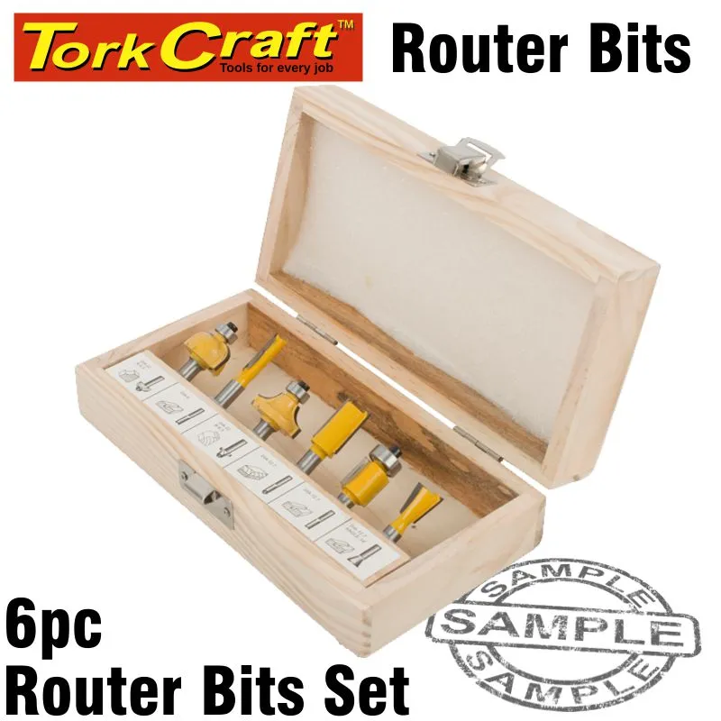 TORK CRAFT ROUTER BIT SET 6PCE WOODEN BOX TC600601