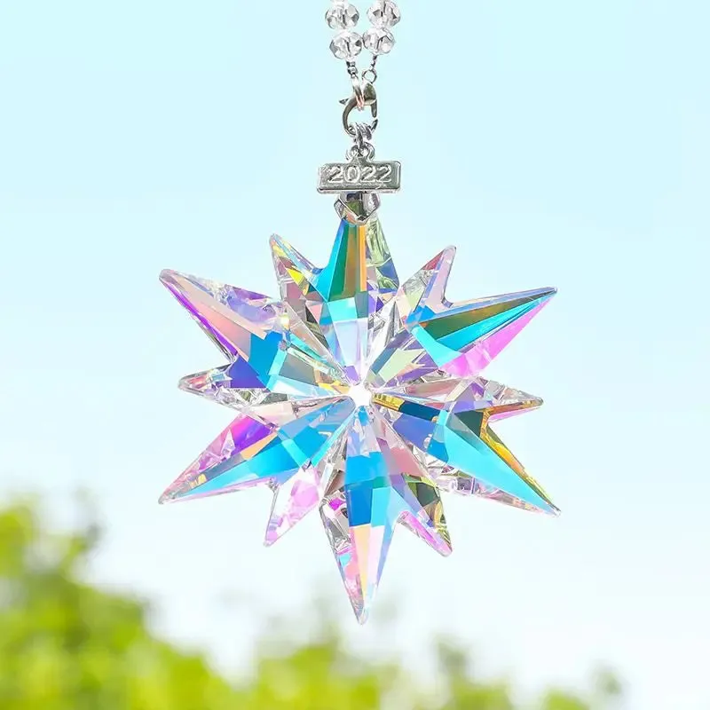 Transparent Snowflake Rainbow Car Pendant Decor