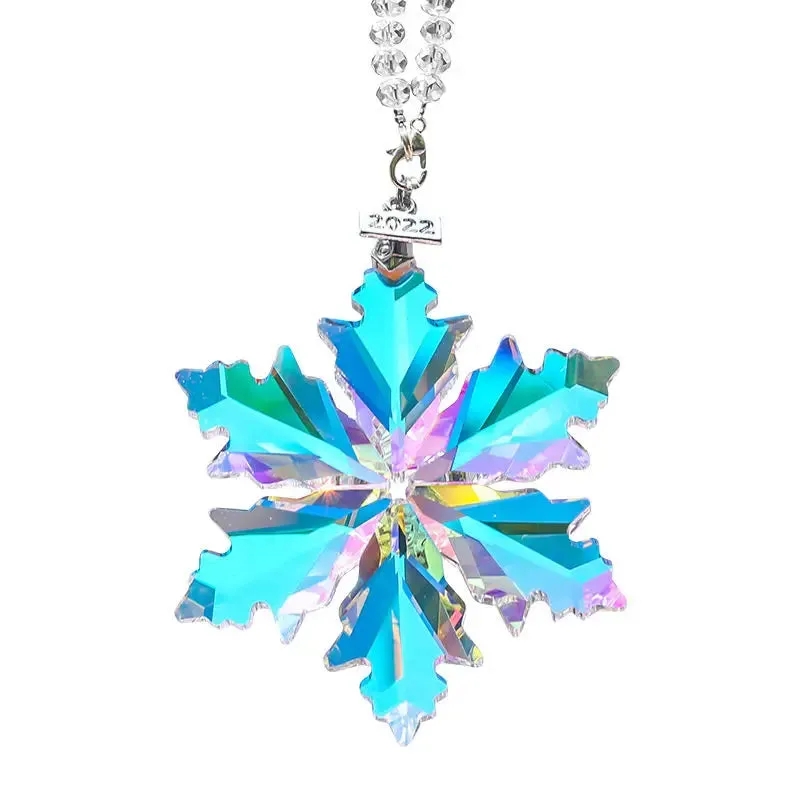 Transparent Snowflake Rainbow Car Pendant Decor