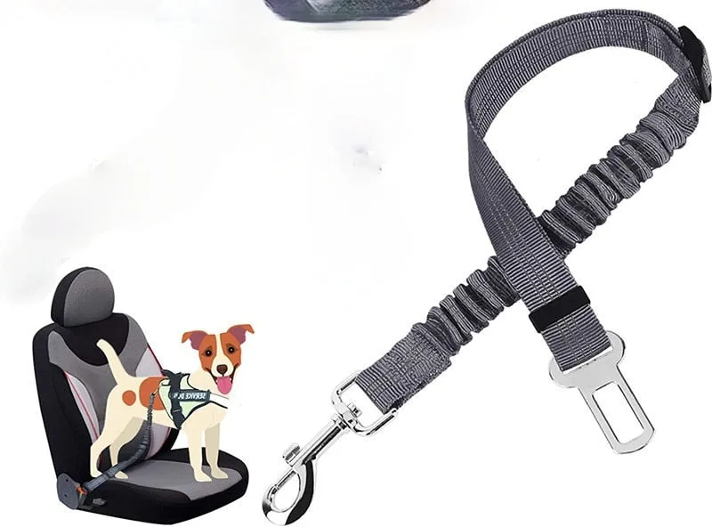 Two-in-one Nylon Adjustable Dogs Harness Collar Pet dog Accessories Pet Car Seat Belt Lead Leash Backseat Safety Belt