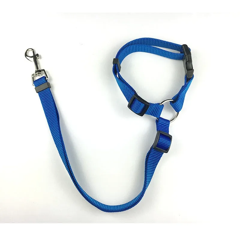 Two-in-one Nylon Adjustable Dogs Harness Collar Pet dog Accessories Pet Car Seat Belt Lead Leash Backseat Safety Belt