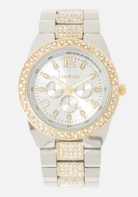 Two Tone Crystal Bezel Arabic Numbers Watch