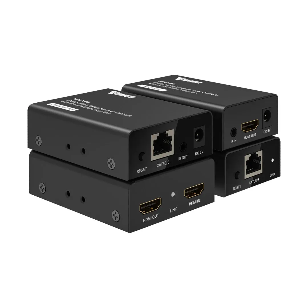 Vanco HDEX60 HDMI Extender Over Cat5e/6 Cable with IR and HDMI Loop-Out