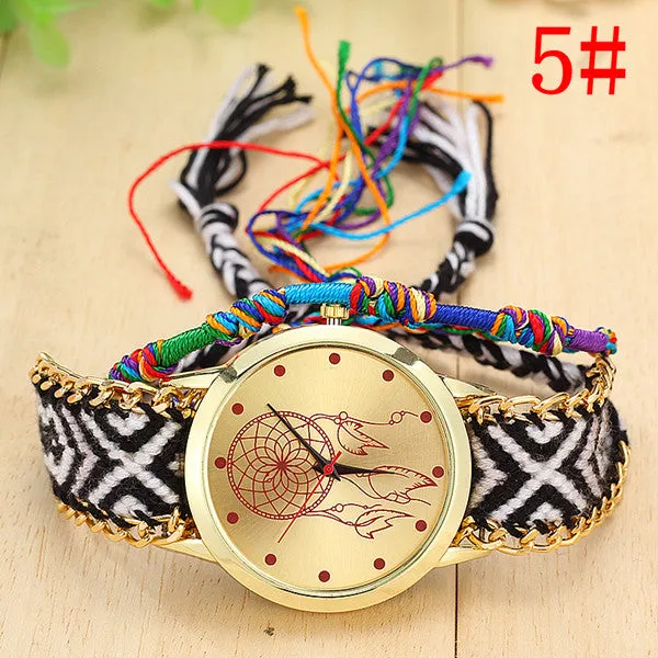 Vansvar Vintage Women Native Handmade Quartz Watch Knitted Dreamcatcher Friendship Watch Relojes Mujer Drop Shipping 1468