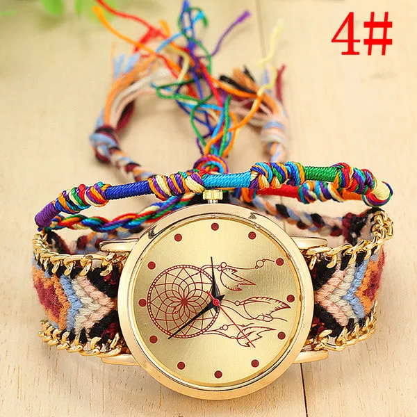 Vansvar Vintage Women Native Handmade Quartz Watch Knitted Dreamcatcher Friendship Watch Relojes Mujer Drop Shipping 1468