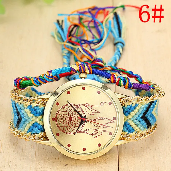 Vansvar Vintage Women Native Handmade Quartz Watch Knitted Dreamcatcher Friendship Watch Relojes Mujer Drop Shipping 1468