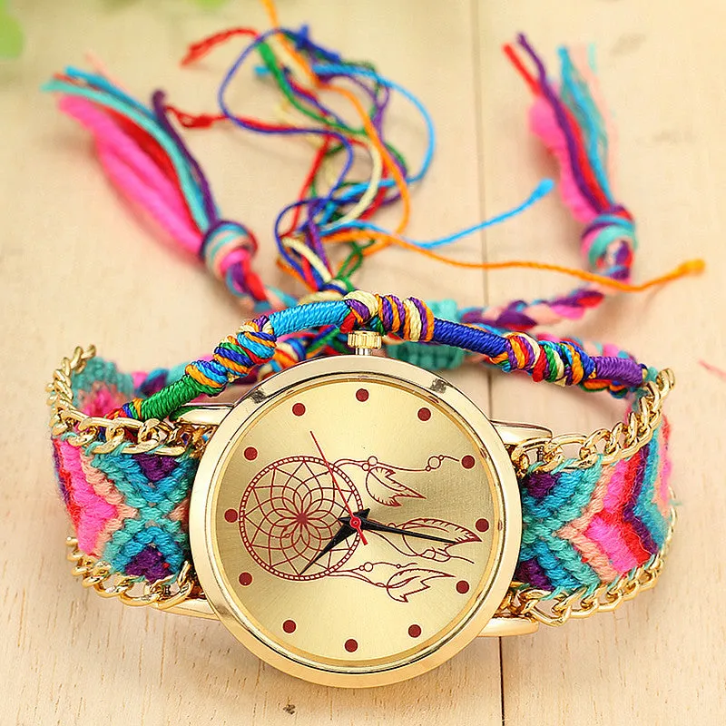 Vansvar Vintage Women Native Handmade Quartz Watch Knitted Dreamcatcher Friendship Watch Relojes Mujer Drop Shipping 1468