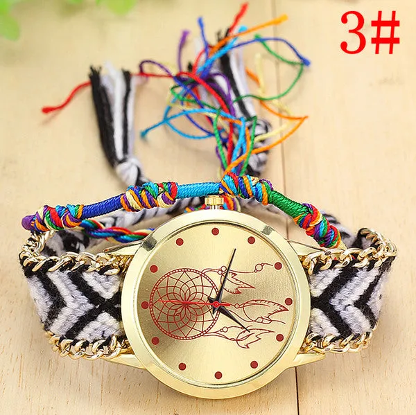 Vansvar Vintage Women Native Handmade Quartz Watch Knitted Dreamcatcher Friendship Watch Relojes Mujer Drop Shipping 1468