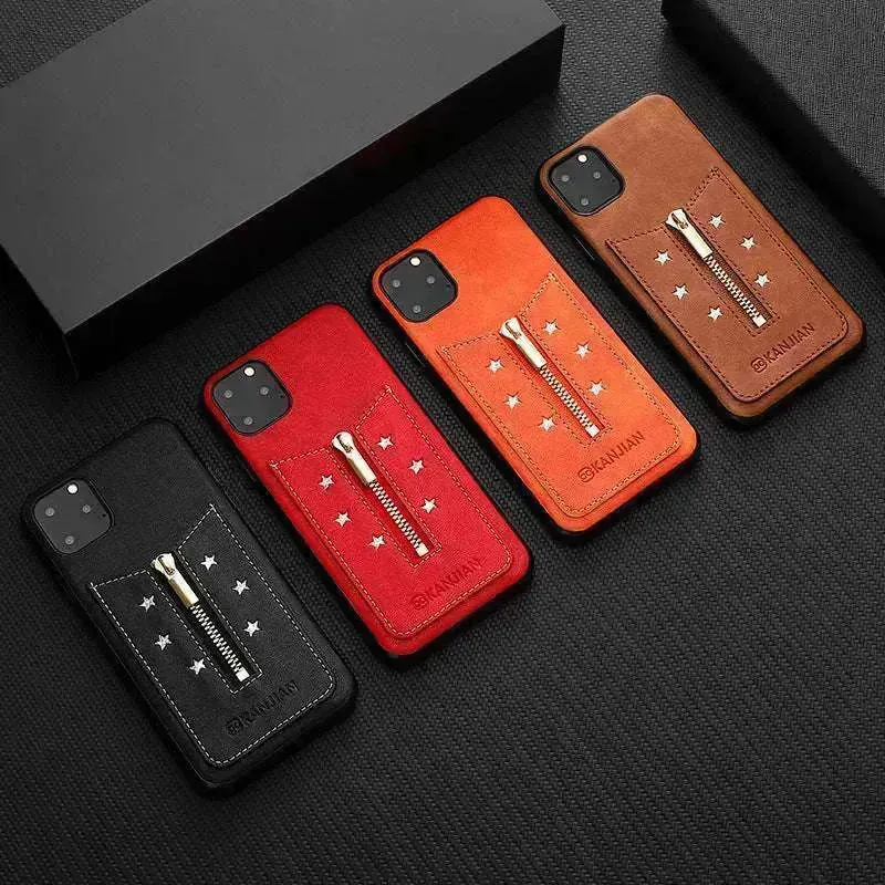 Variety of Mobile Model's Anti Fingerprint Zipper Elegant Phone Case