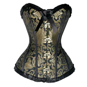 VC1404 Ladies Brocade Corset Black with Purple and Gold