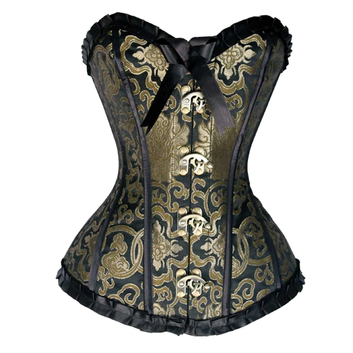 VC1404 Ladies Brocade Corset Black with Purple and Gold