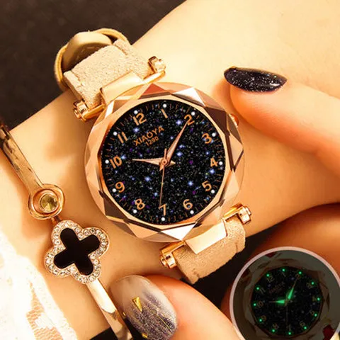 Watches Best Sell Star Sky Dial Clock Luxury Rose Gold Women's Bracelet Quartz