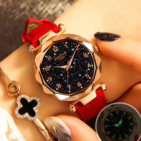 Watches Best Sell Star Sky Dial Clock Luxury Rose Gold Women's Bracelet Quartz