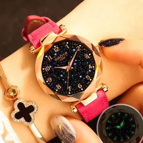 Watches Best Sell Star Sky Dial Clock Luxury Rose Gold Women's Bracelet Quartz