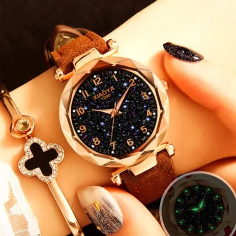 Watches Best Sell Star Sky Dial Clock Luxury Rose Gold Women's Bracelet Quartz