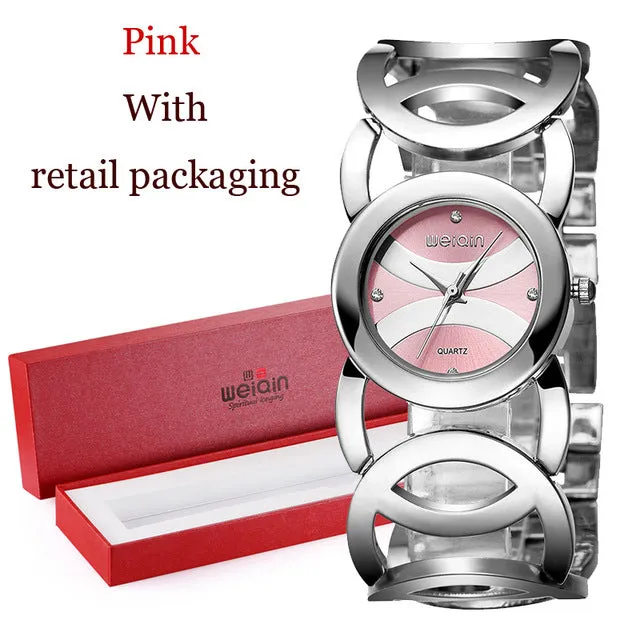 WEIQIN Brand Luxury Crystal Gold Watches Women Fashion Bracelet Quartz Watch Shock Waterproof Relogio Feminino orologio donna