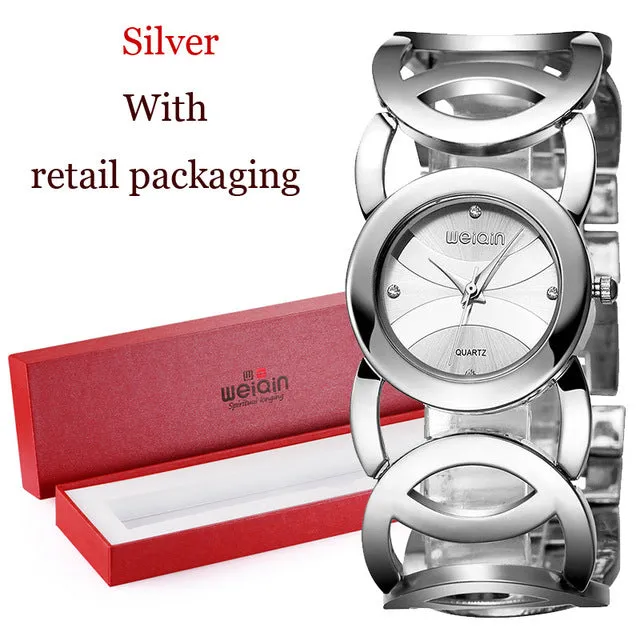 WEIQIN Brand Luxury Crystal Gold Watches Women Fashion Bracelet Quartz Watch Shock Waterproof Relogio Feminino orologio donna