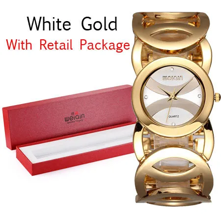 WEIQIN Brand Luxury Crystal Gold Watches Women Fashion Bracelet Quartz Watch Shock Waterproof Relogio Feminino orologio donna