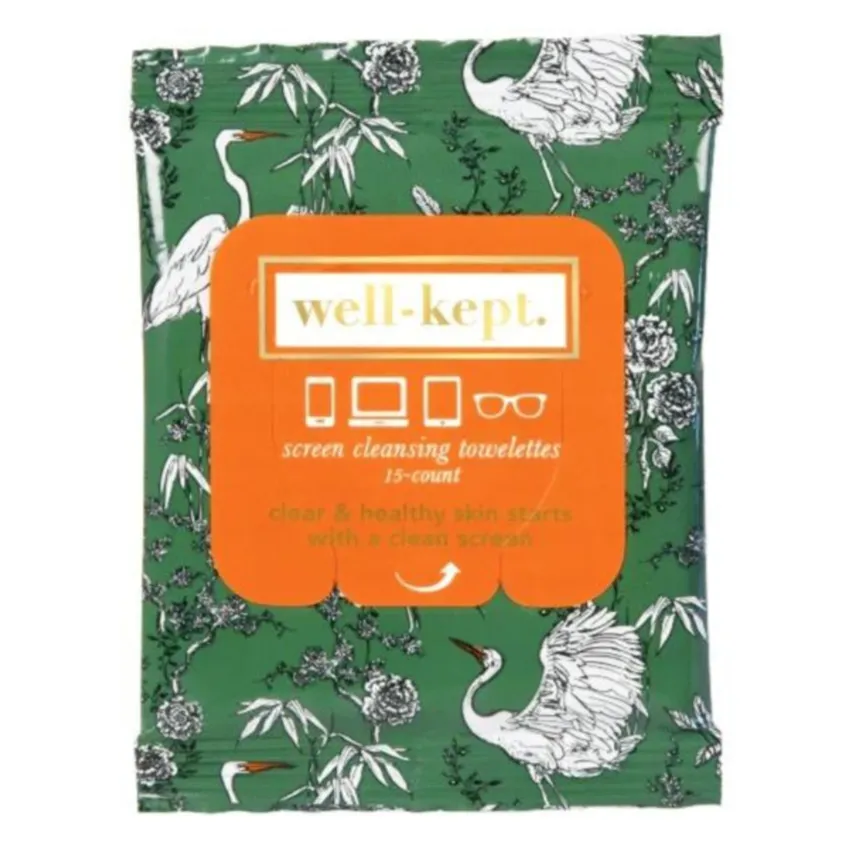 Well Kept Screen   Glasses Cleansing Travel Wipes - Garden Party