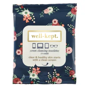 Well Kept Screen   Glasses Cleansing Travel Wipes - Navy Floral