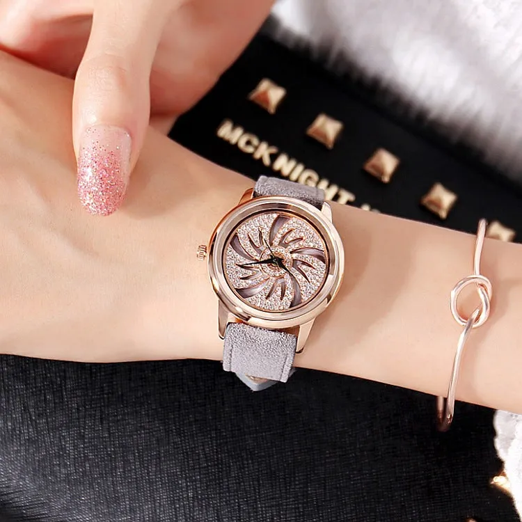 Windmill Pattern Rotatable Women's Watch