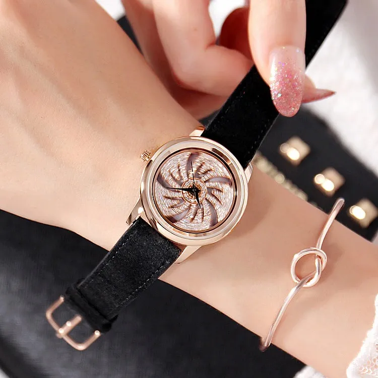 Windmill Pattern Rotatable Women's Watch