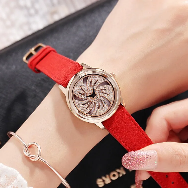 Windmill Pattern Rotatable Women's Watch