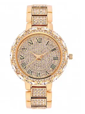 Women's watch Full Diamond Round large dial Pattern diamond stainless steel Shining Watch