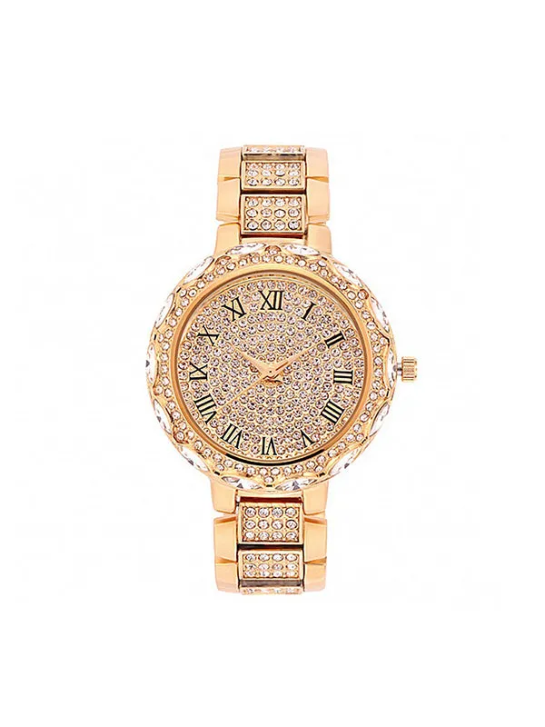 Women's watch Full Diamond Round large dial Pattern diamond stainless steel Shining Watch