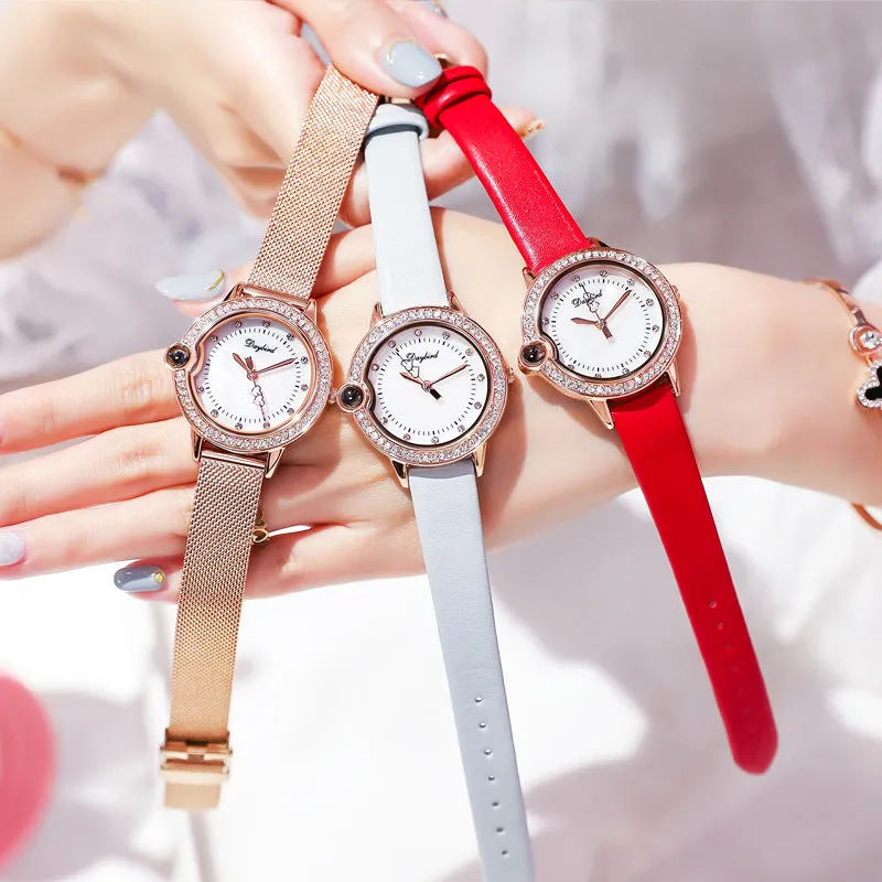 Women's Watch Simple diamond dial with leather strap Exquisite Fashion watch