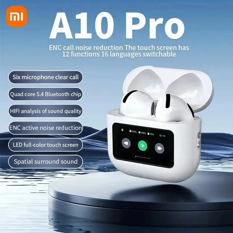 Xiaomi A10 Pro Wireless Bluetooth 5.4 Headphones Touch Screen HIFI Sport Waterproof Comfortable Earphone Call Headsets With Mic