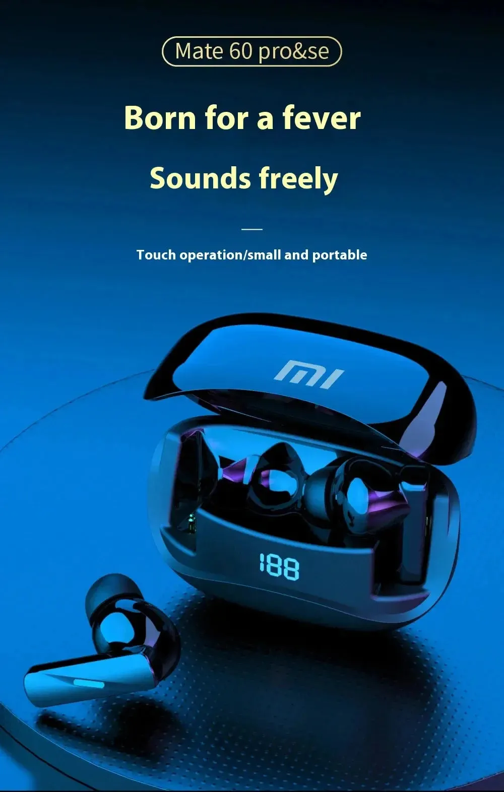 Xiaomi Mate60 pro Bluetooth Earphones Wireless Headphones Noise Cancelling Headset with Mic HiFi Stereo Sports Earbuds