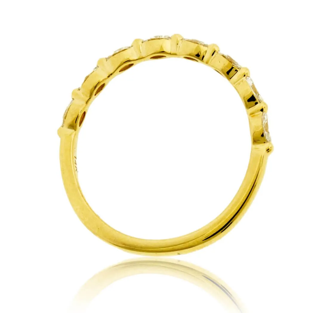 Yellow Gold Marquise Shape Diamond Band