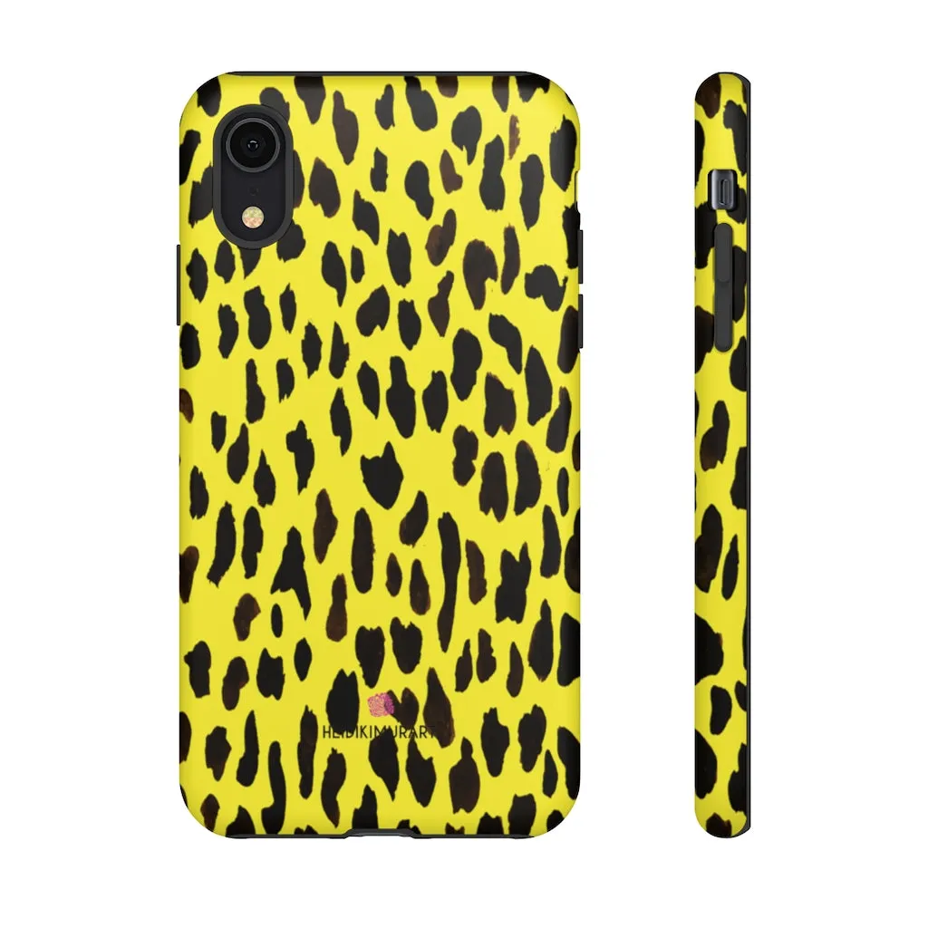 Yellow Leopard Designer Tough Cases, Animal Print Best Case Mate iPhone Samsung Case-Made in USA