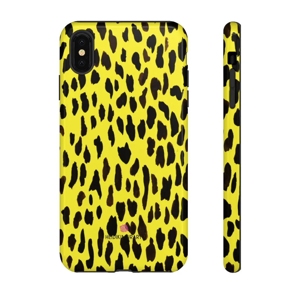 Yellow Leopard Designer Tough Cases, Animal Print Best Case Mate iPhone Samsung Case-Made in USA