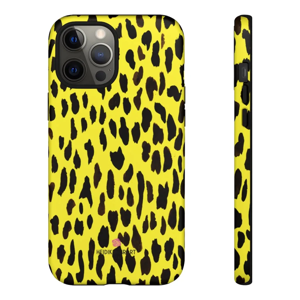 Yellow Leopard Designer Tough Cases, Animal Print Best Case Mate iPhone Samsung Case-Made in USA